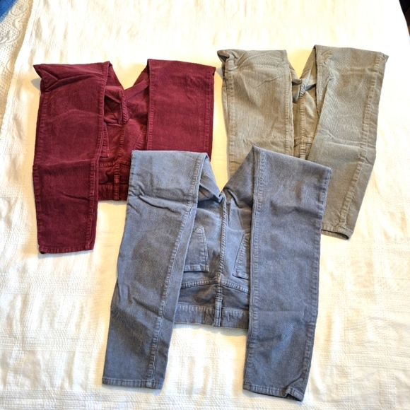 Madewell 3 pairs of corduroy size 26 skinny stretch pants, 1 gray, blue, maroon - Picture 5 of 6